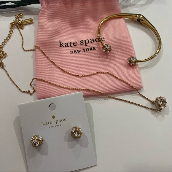 kate spade Jewelry - KATE SPADE 3-Piece Lady Marmalade Jewelry Set Gold Earrings Bracelet & Necklace